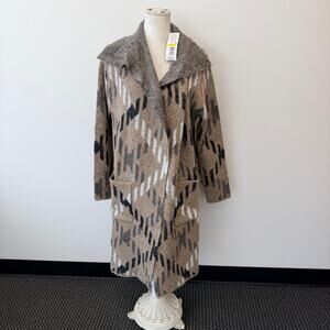 Joseph A. Womens Long Cardigan Sweater Soft Warm Brown/Gray Size Med NEW